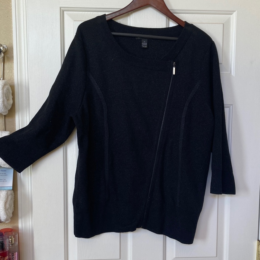 INC International Concepts Black Silver Shimmer Women's Cardigan